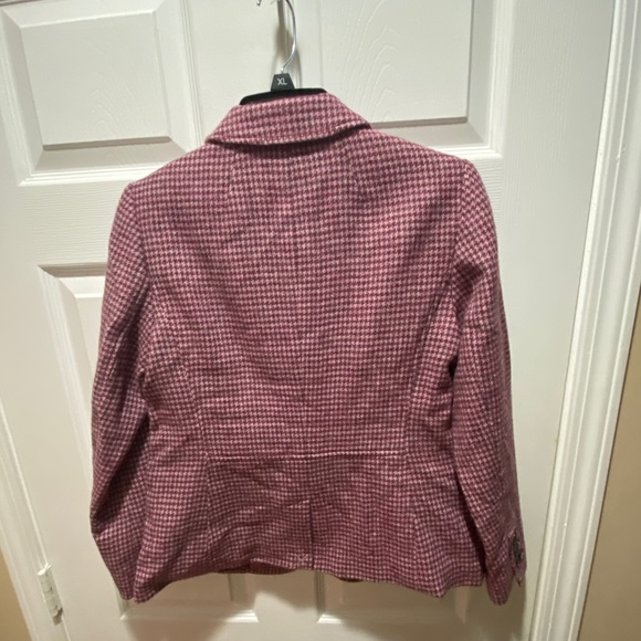 TALBOTS SHETLAND PINK WOOL BLAZER HOUNDSTOOTH - Picture 8 of 13